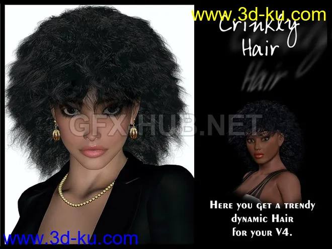 Crinkly-Hair for V4模型的图片1