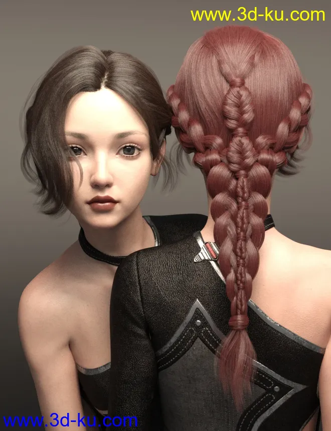 Cui and Cui Hair with Expressions for Genesis 8.1 Female模型的图片1