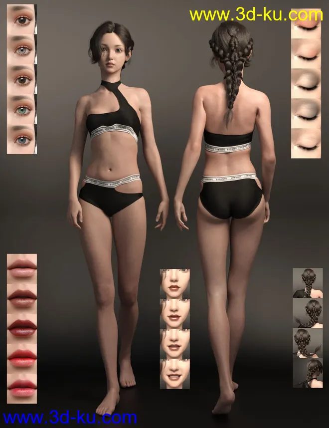 Cui and Cui Hair with Expressions for Genesis 8.1 Female模型的图片9