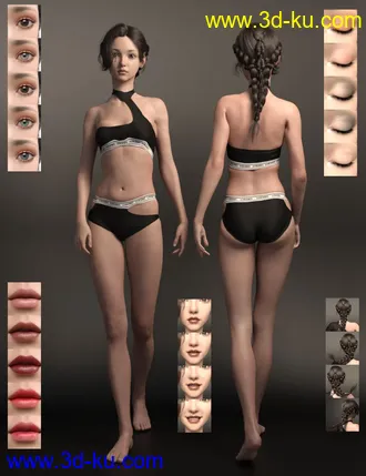 3D打印模型Cui and Cui Hair with Expressions for Genesis 8.1 Female的图片