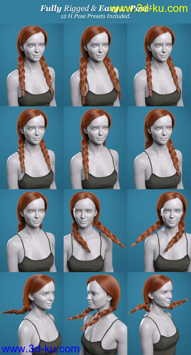 Cute Braids for Genesis 8 and 8.1 Females模型的图片11
