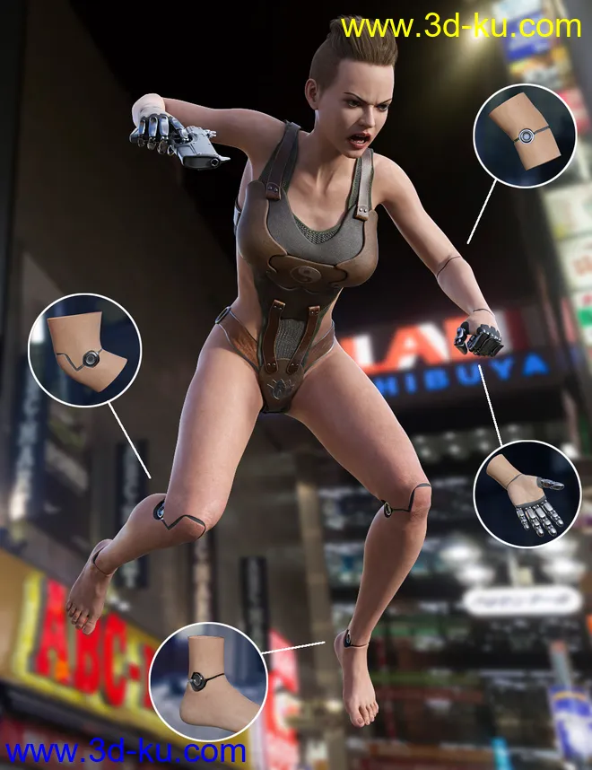 Cyber Implants for Genesis 8 Females模型的图片1