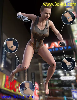 3D打印模型Cyber Implants for Genesis 8 Females的图片