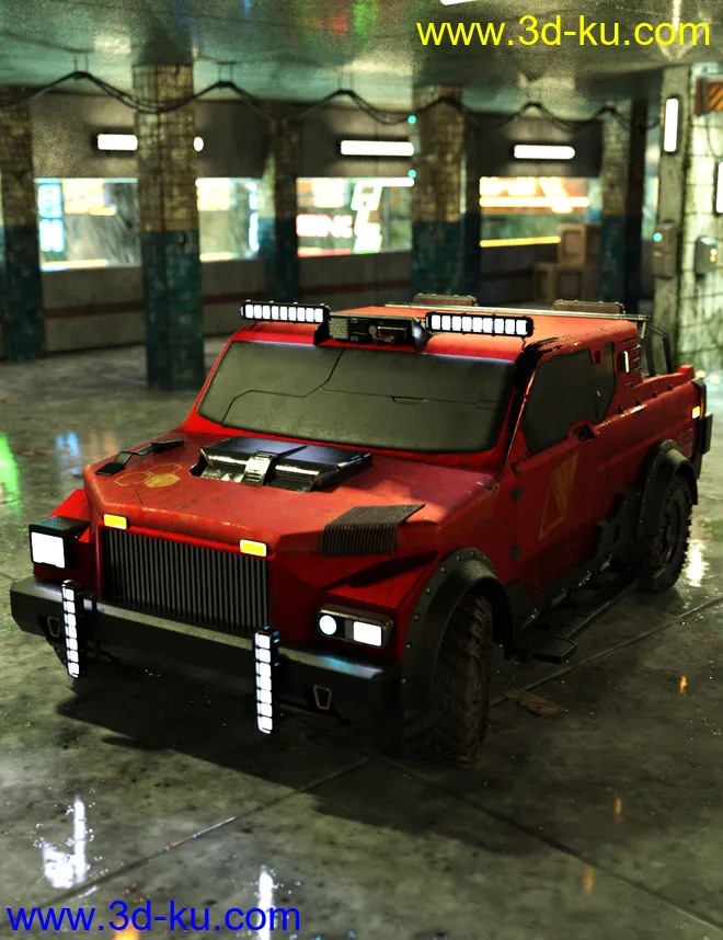 Cyberpunk Pickup Truck模型的图片1
