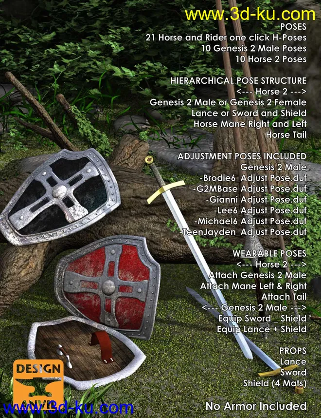 DA Mounted Knight Pose Set模型的图片2