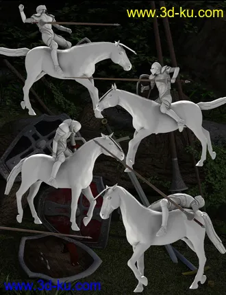 3D打印模型DA Mounted Knight Pose Set的图片