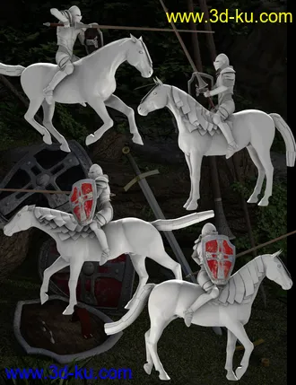 3D打印模型DA Mounted Knight Pose Set的图片