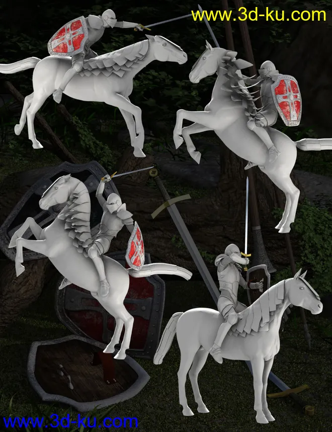 DA Mounted Knight Pose Set模型的图片8