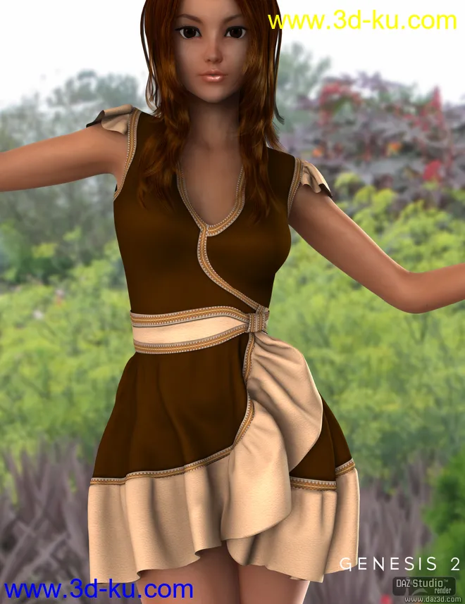 Dahlia Dress for Genesis 2 Female(s)模型的图片2