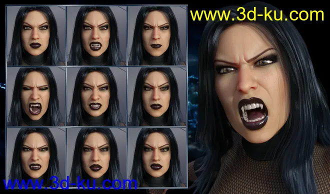 Darkside - Expressions for Genesis 8 Female and Tasha 8模型的图片2