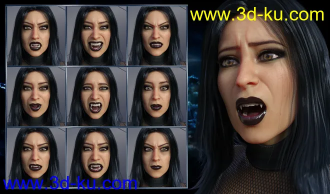 Darkside - Expressions for Genesis 8 Female and Tasha 8模型的图片3