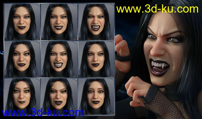 Darkside - Expressions for Genesis 8 Female and Tasha 8模型的图片4