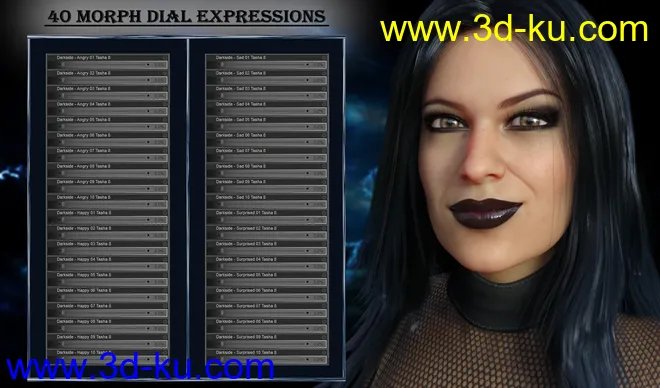 Darkside - Expressions for Genesis 8 Female and Tasha 8模型的图片7