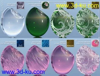 3D打印模型DD Gorgeous Glass Shaders for Iray Vol.1 MR的图片