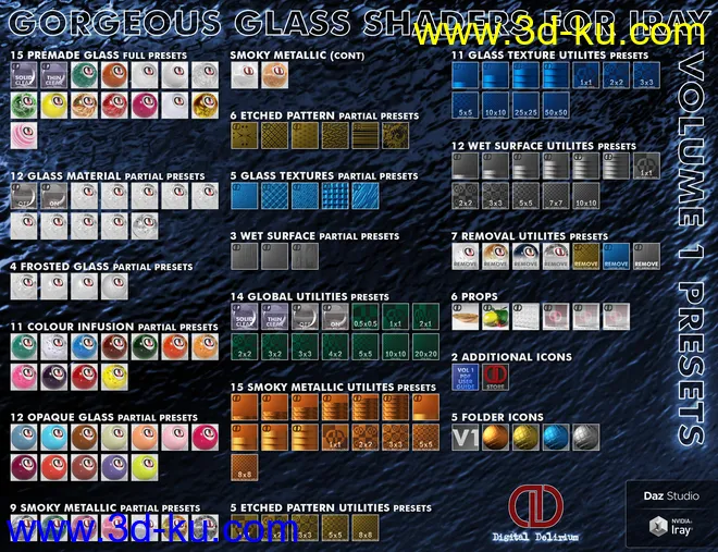 DD Gorgeous Glass Shaders for Iray Vol.1 MR模型的图片13