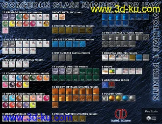 3D打印模型DD Gorgeous Glass Shaders for Iray Vol.1 MR的图片