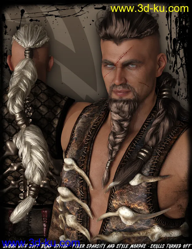 Death Strike Hair for Genesis 8 Males模型的图片6