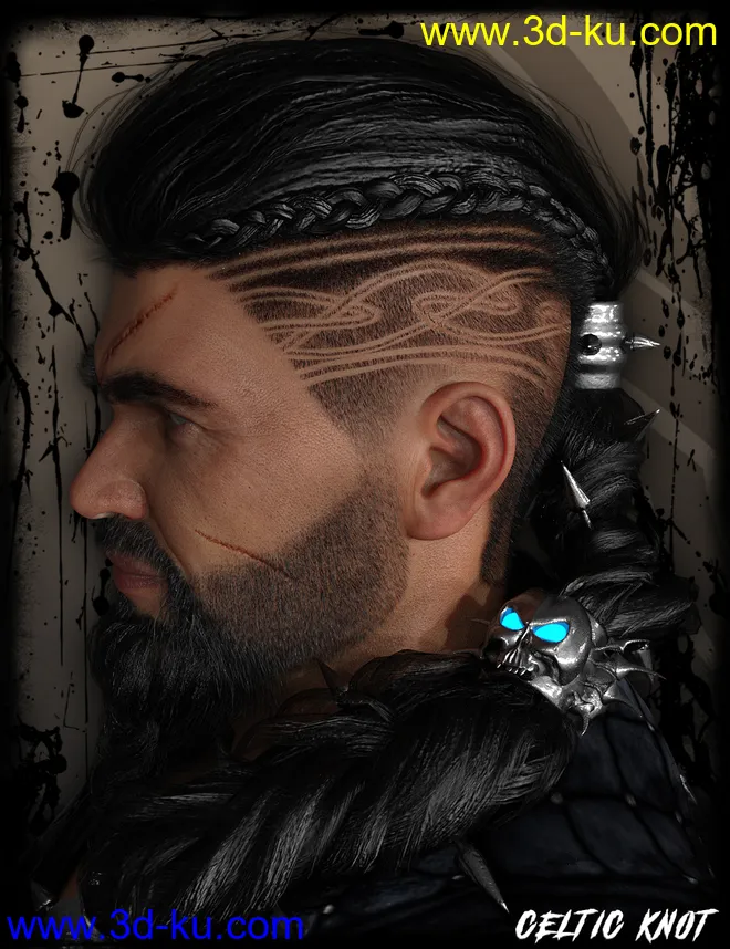 Death Strike Hair for Genesis 8 Males模型的图片7