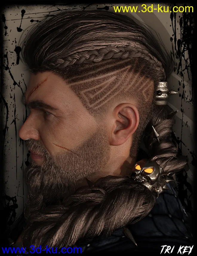 Death Strike Hair for Genesis 8 Males模型的图片9