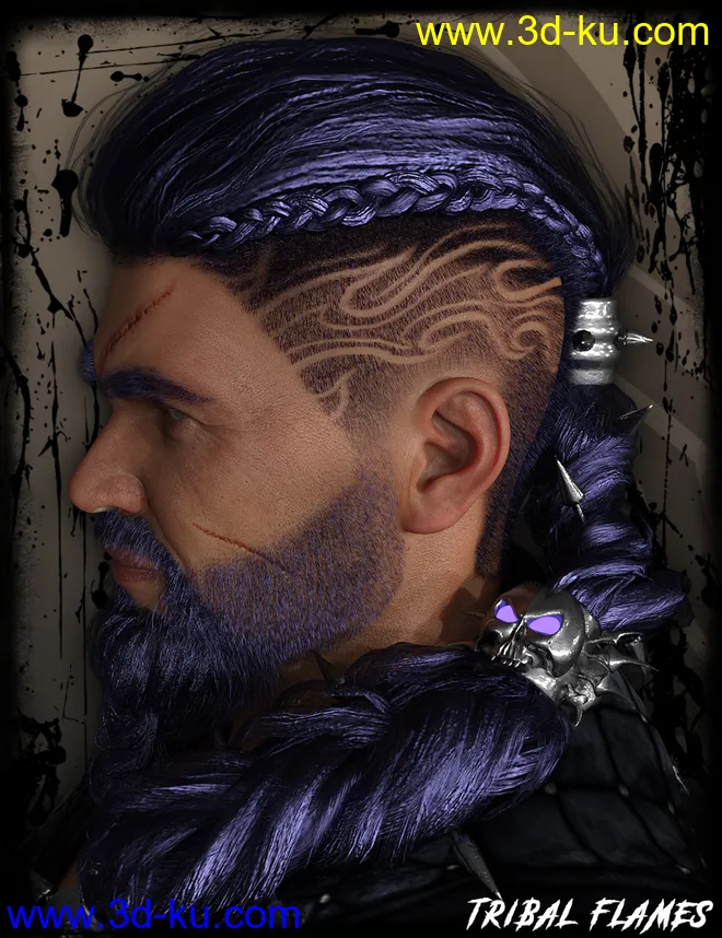 Death Strike Hair for Genesis 8 Males模型的图片10