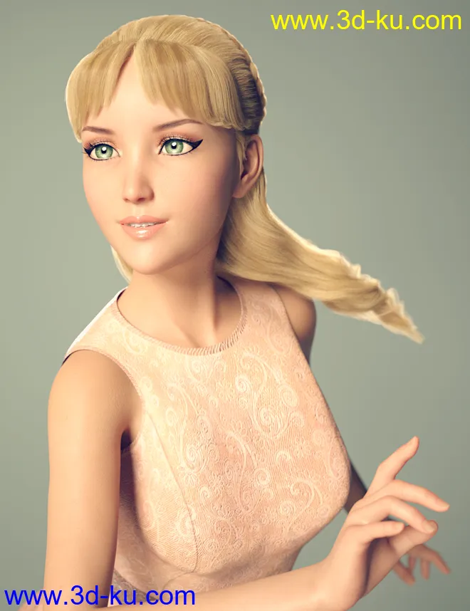 Debutante Hair for Genesis 8 and 8.1 Female模型的图片14