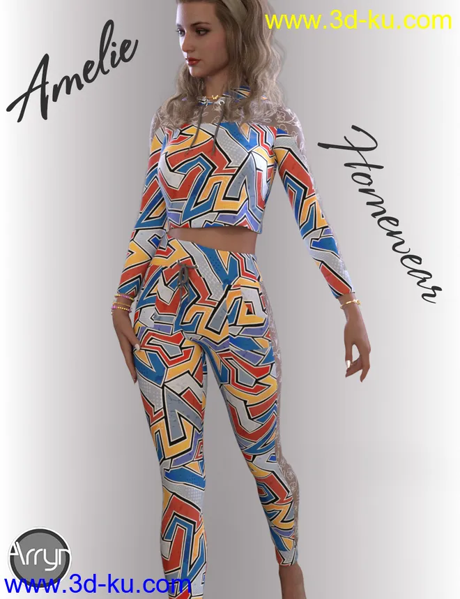 dForce Amelie Homewear for Genesis 8.1 Females模型的图片1