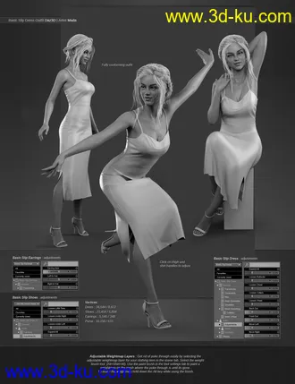 3D打印模型dForce Basic Slip Dress for Genesis 8 and 8.1 Females的图片