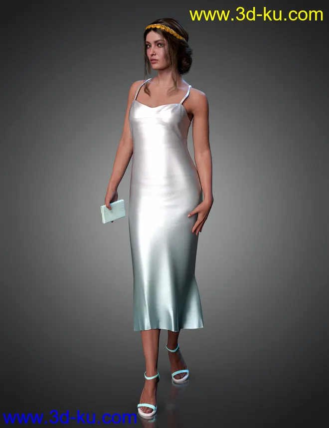 dForce Basic Slip Dress for Genesis 8 and 8.1 Females模型的图片3