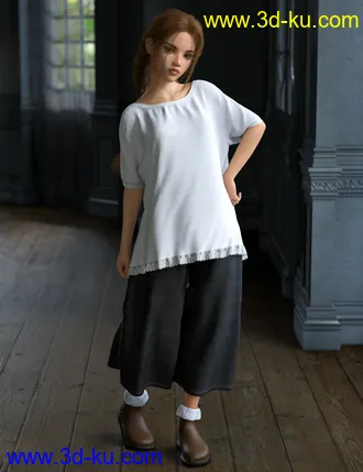 3D打印模型dForce Boatneck Tee and Culottes for Genesis 8 Female(s)的图片