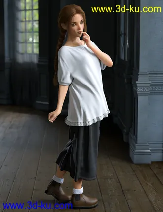 3D打印模型dForce Boatneck Tee and Culottes for Genesis 8 Female(s)的图片