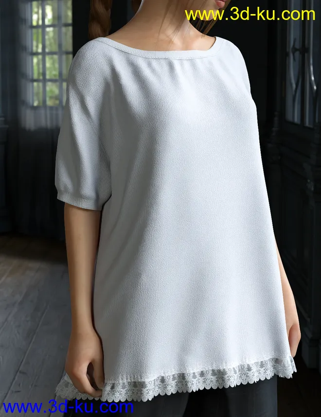 dForce Boatneck Tee and Culottes for Genesis 8 Female(s)模型的图片5