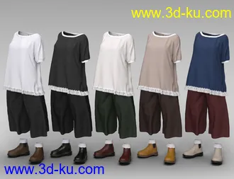 3D打印模型dForce Boatneck Tee and Culottes for Genesis 8 Female(s)的图片