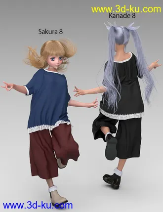 3D打印模型dForce Boatneck Tee and Culottes for Genesis 8 Female(s)的图片