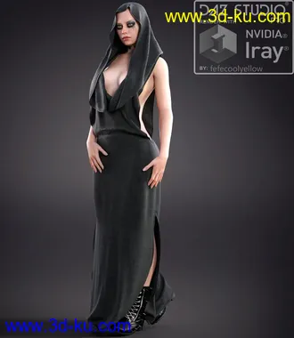 3D打印模型dForce Bodycon Long Dress clothing for G8F的图片