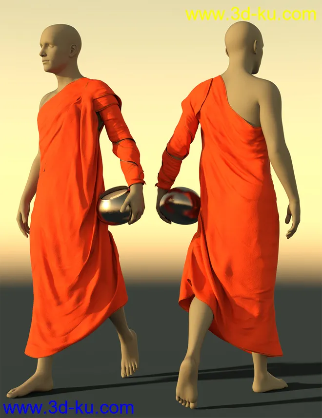 dForce Buddhist Monk Robes for Genesis 8 Males模型的图片2