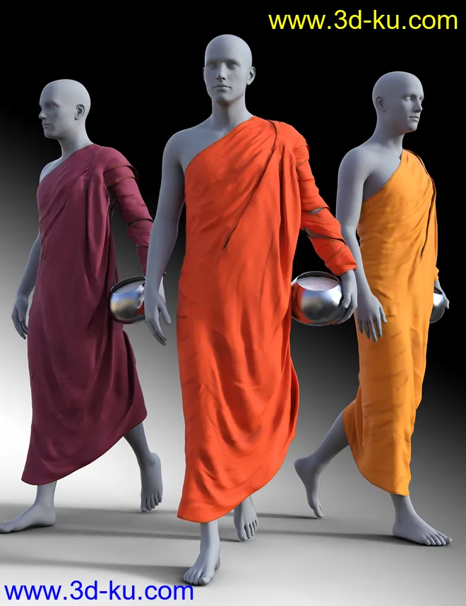 dForce Buddhist Monk Robes for Genesis 8 Males模型的图片3
