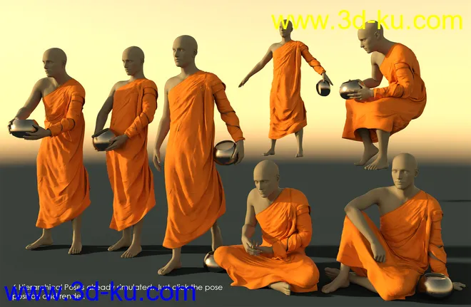 dForce Buddhist Monk Robes for Genesis 8 Males模型的图片5