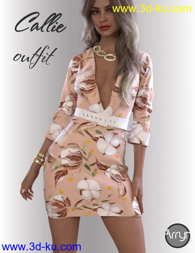 dForce Callie Outfit for Genesis 8.1 Females模型的图片1