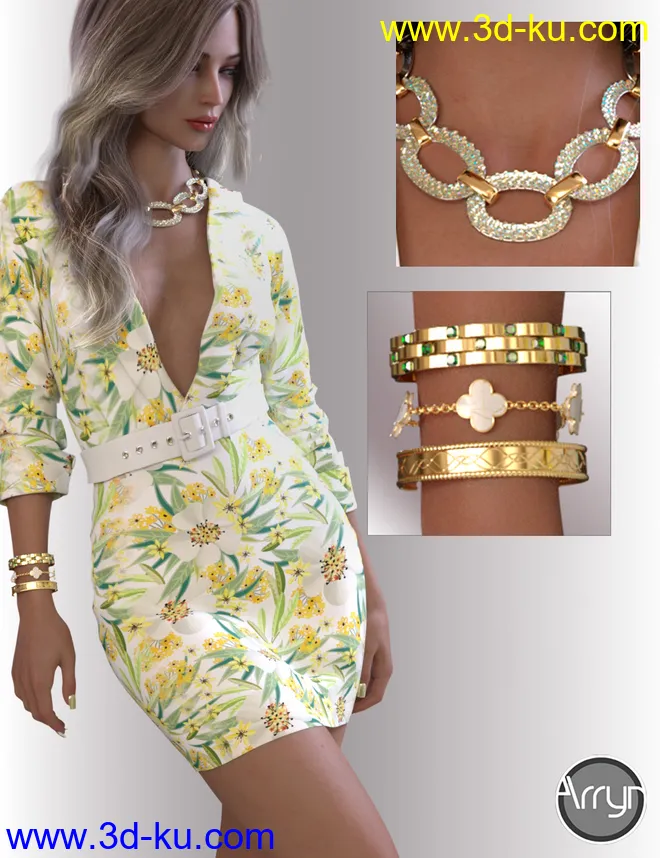 dForce Callie Outfit for Genesis 8.1 Females模型的图片4