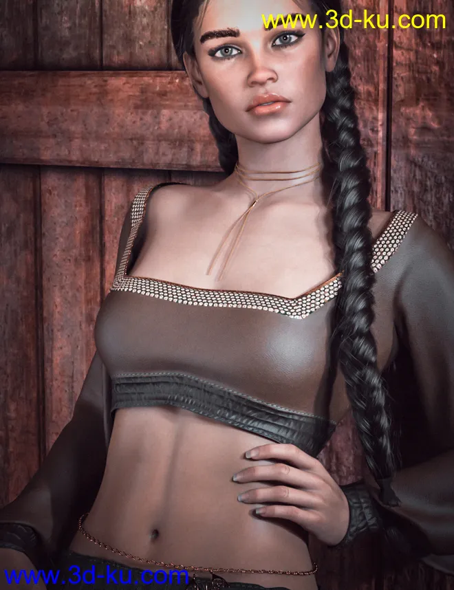 dForce CB Dakota Clothing Set for Genesis 8 Females模型的图片2