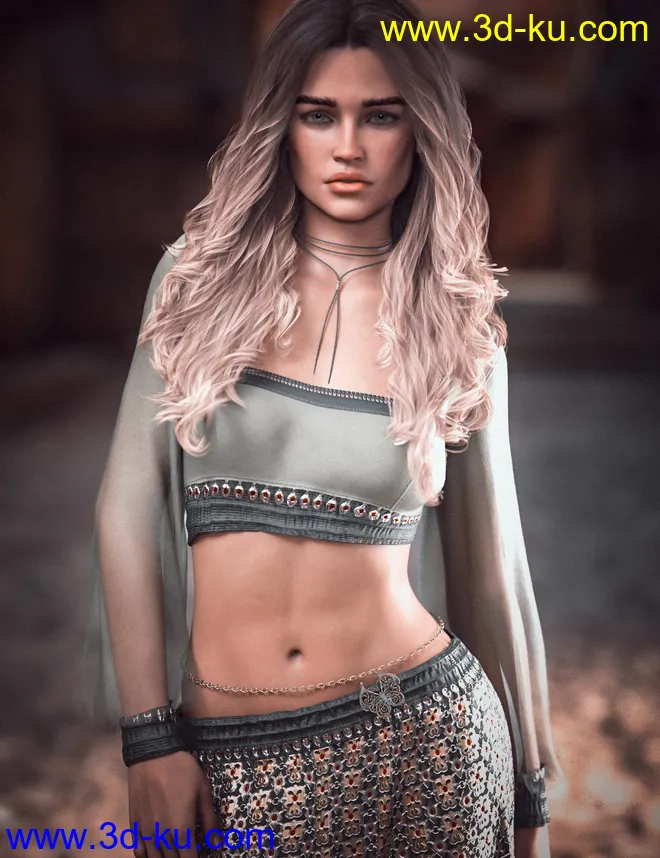 dForce CB Dakota Clothing Set for Genesis 8 Females模型的图片4