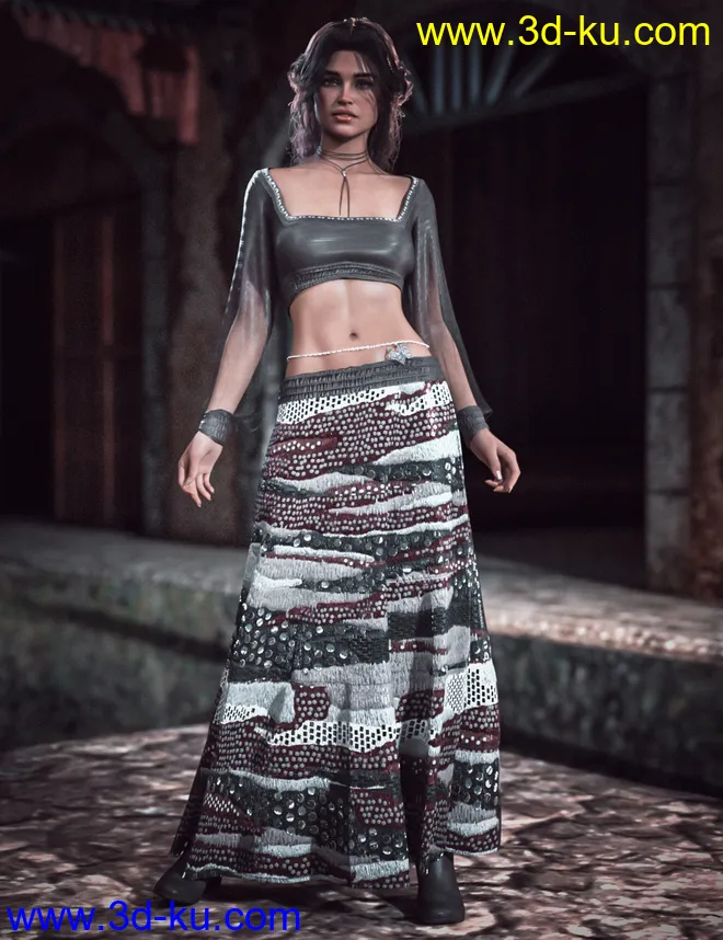 dForce CB Dakota Clothing Set for Genesis 8 Females模型的图片5