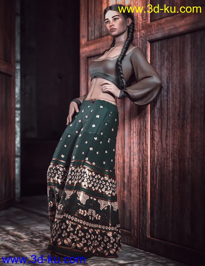 dForce CB Dakota Clothing Set for Genesis 8 Females模型的图片6