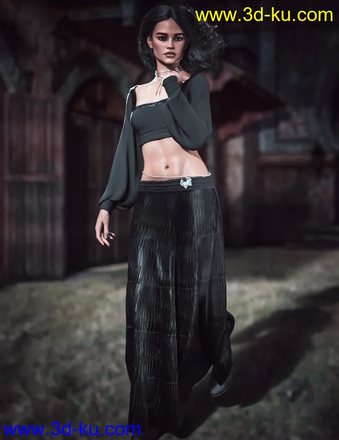 dForce CB Dakota Clothing Set for Genesis 8 Females模型的图片7