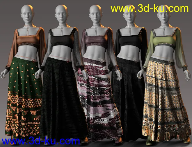 dForce CB Dakota Clothing Set for Genesis 8 Females模型的图片8