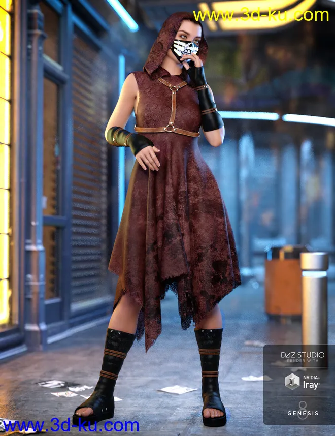 dForce CB Dystopian Dream Clothing Set Textures模型的图片1