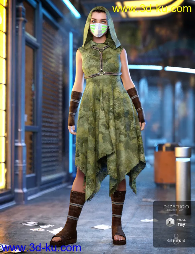 dForce CB Dystopian Dream Clothing Set Textures模型的图片3