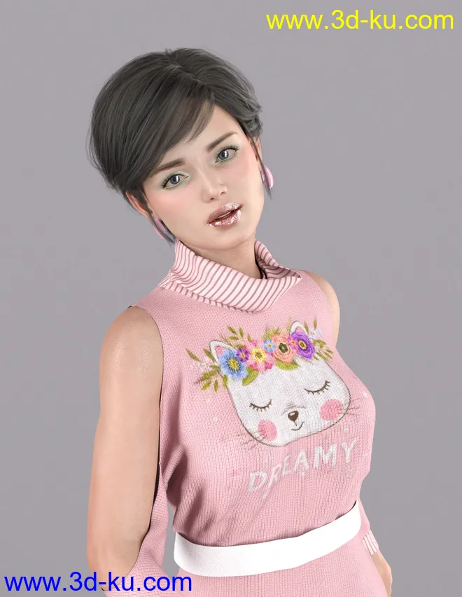 dForce Cold Shoulder - Graphic Knit Textures模型的图片3