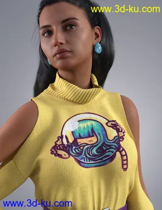 3D打印模型dForce Cold Shoulder - Graphic Knit Textures的图片