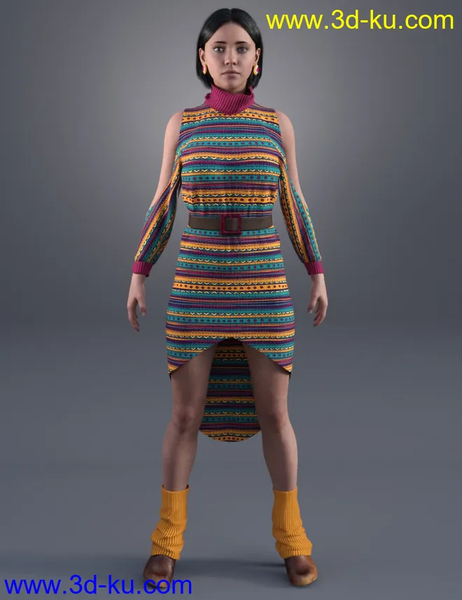 dForce Cold Shoulder - Graphic Knit Textures模型的图片5